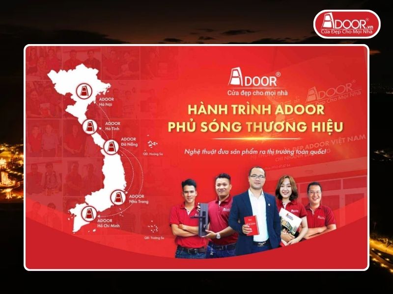 Chi nhánh Adoor phủ rộng toàn quốc phục vụ khách hàng Cửa Nhôm Kính Thủy Lực tại Lâm Đồng