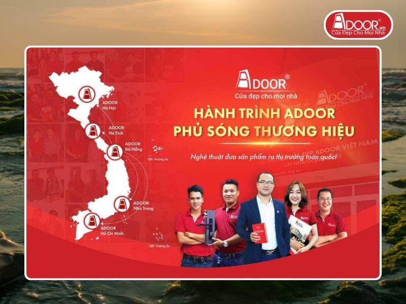 Chi nhánh Adoor phủ rộng toàn quốc phục vụ khách hàng Cửa Nhôm Kính Thủy Lực tại Phan Rang