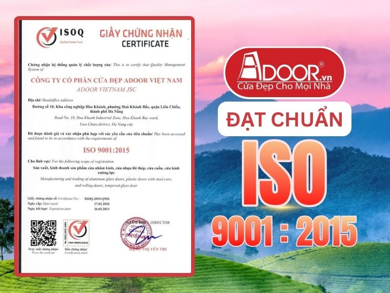 Chứng nhận ISO minh chứng Adoor uy tín phục vụ Việt Trì