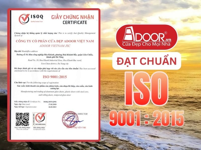 Chứng nhận ISO minh chứng Cửa Nhôm Maxpro Adoor uy tín phục vụ Nam Định