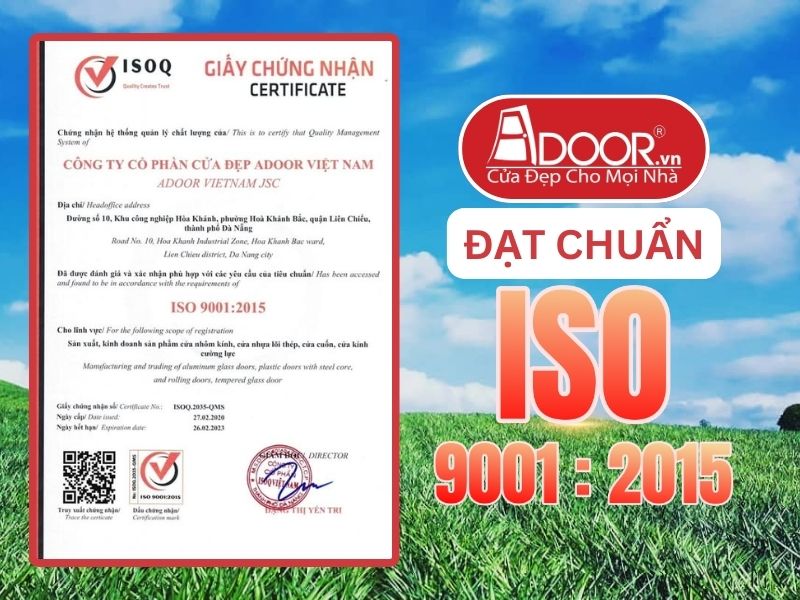 Chứng nhận ISO minh chứng Cửa Nhôm Maxpro Adoor uy tín phục vụ Tam Điệp, Ninh Bình