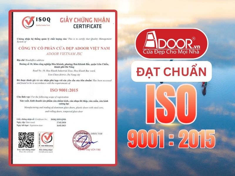 Chứng nhận ISO minh chứng Cửa Nhôm Maxpro Adoor uy tín phục vụ Thái Bình