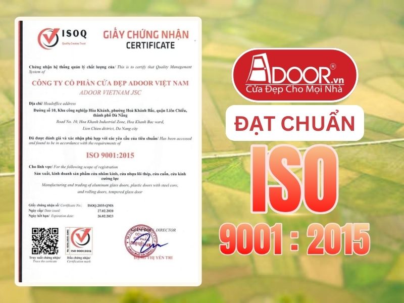 Chứng nhận ISO minh chứng chất lượng Cửa Cổng Tự Động Adoor phục vụ Lạng Sơn