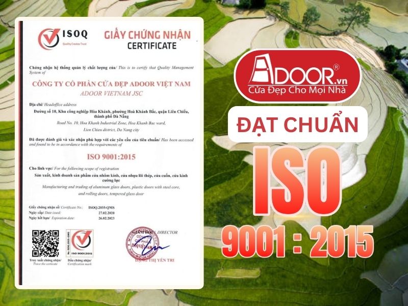 Chứng nhận ISO minh chứng chất lượng Cửa Cổng Tự Động Adoor phục vụ Yên Bái