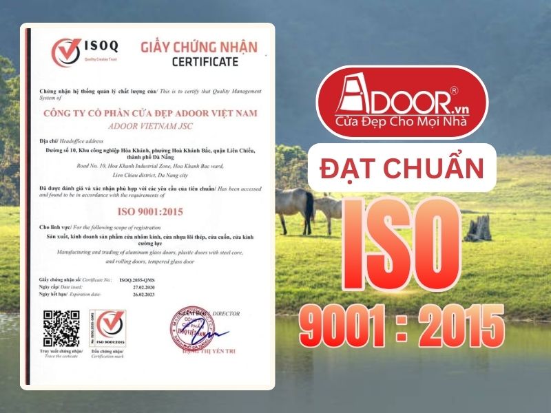 Chứng nhận ISO minh chứng chất lượng Cửa Kính Tự Động Adoor phục vụ Lạng Sơn