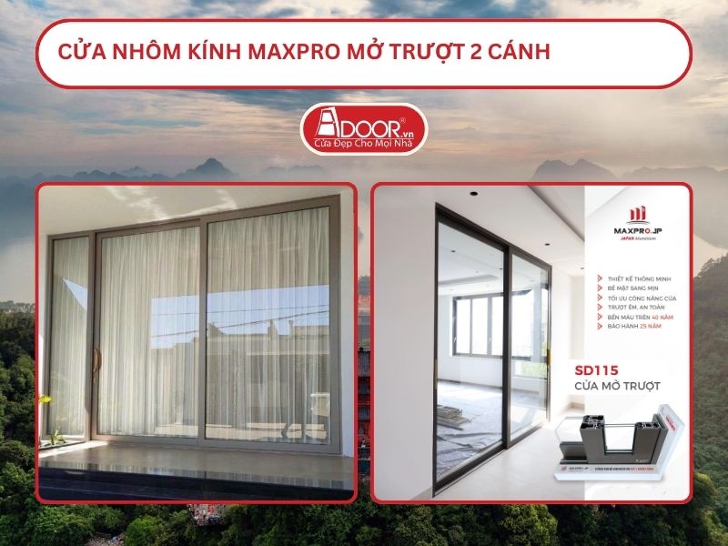 Cửa Nhôm Kính MaxPro Mở Trượt 2 Cánh Adoor Tại Hoa Lư, Ninh Bình