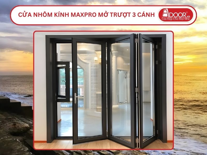 Cửa Nhôm Kính MaxPro Mở Xếp Trượt 3 Cánh Adoor Tại Nam Định