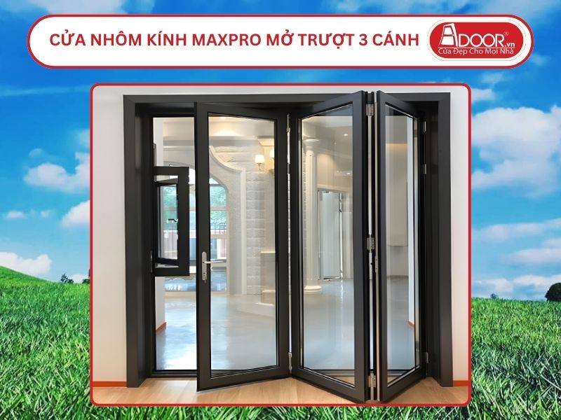Cửa Nhôm Kính MaxPro Mở Xếp Trượt 3 Cánh Adoor Tại Tam Điệp, Ninh Bình