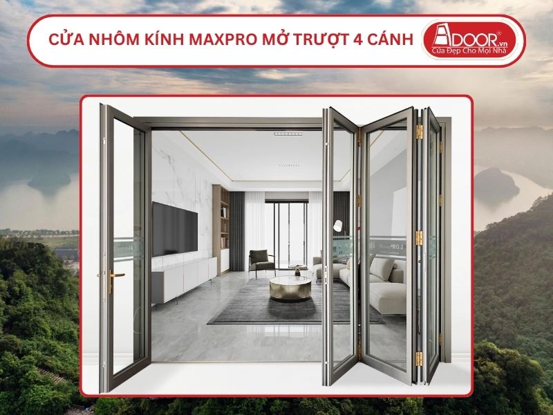 Cửa Nhôm Kính MaxPro Mở Xếp Trượt 4 Cánh Adoor Tại Hoa Lư, Ninh Bình