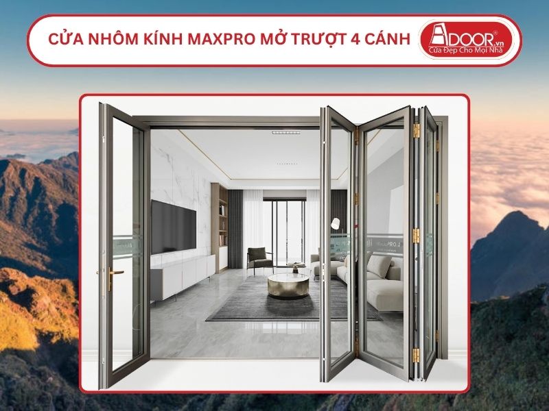 Cửa Nhôm Kính MaxPro Mở Xếp Trượt 4 Cánh Adoor Tại Lào Cai