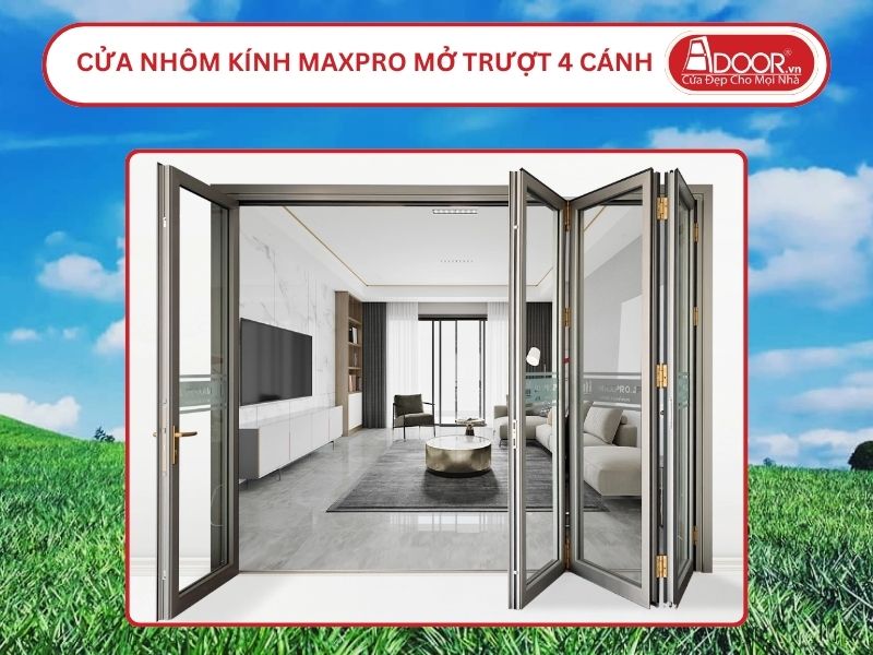 Cửa Nhôm Kính MaxPro Mở Xếp Trượt 4 Cánh Adoor Tại Tam Điệp, Ninh Bình