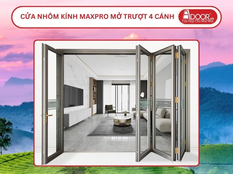 Cửa Nhôm Kính MaxPro Mở Xếp Trượt 4 Cánh Adoor Tại Việt Trì