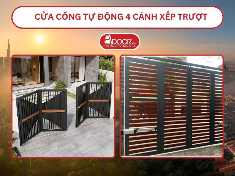 Cửa cổng tự động 4 cánh xếp trượt adoor tại Hồ Chí Minh