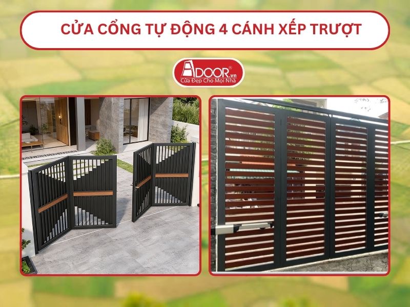 Cửa cổng tự động 4 cánh xếp trượt adoor tại Lạng Sơn