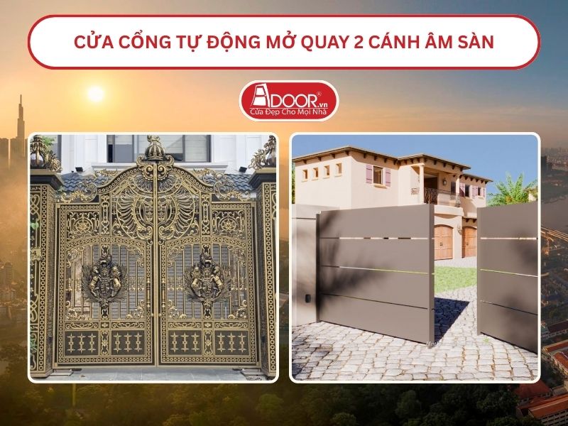 Cửa cổng tự động mở quay 2 cánh âm sàn tại Hồ Chí Minh