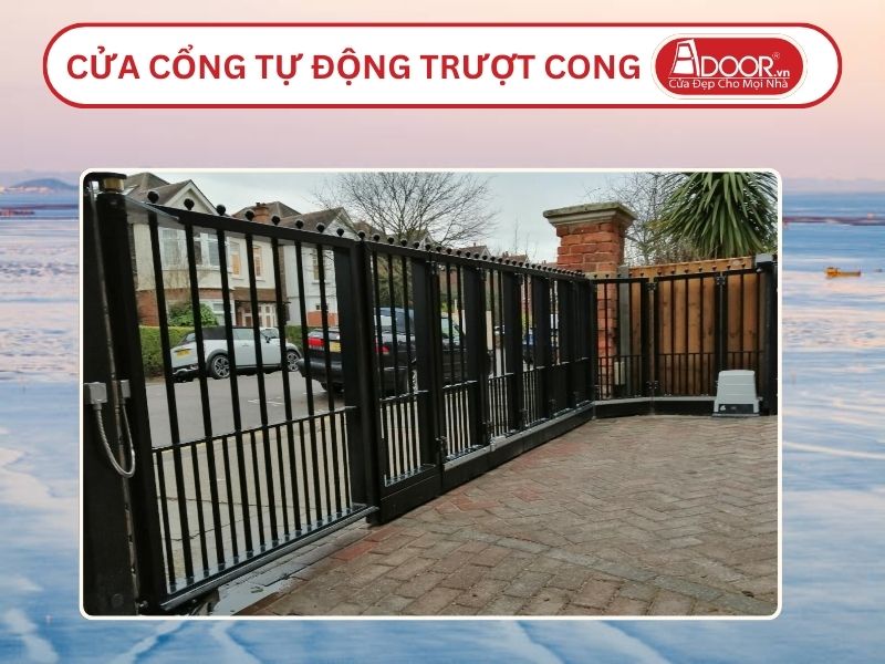 Cửa cổng tự động mở trượt 2 cánh tại Thái Bình