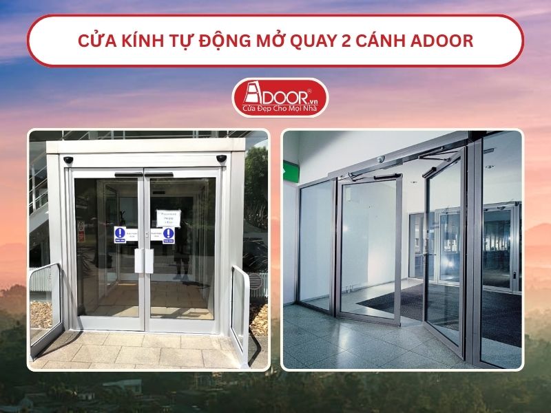 Cửa kính tự động mở quay 2 cánh tại Bảo Lộc