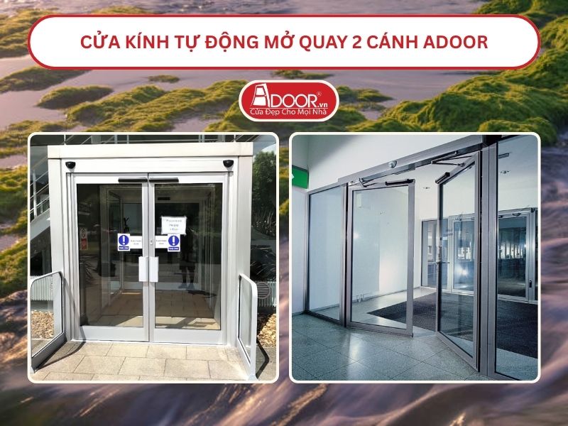 Cửa kính tự động mở quay 2 cánh tại Phan Rang