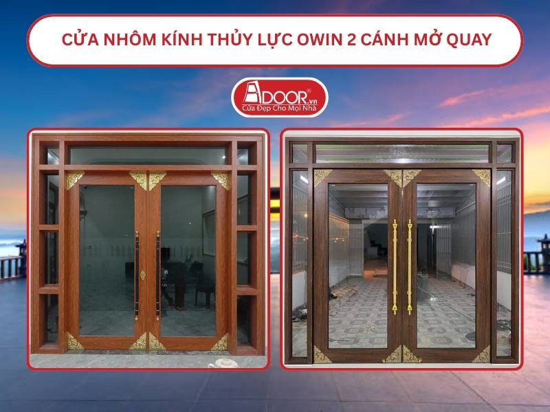 Cửa nhôm kính thủy lực Owin 2 cánh mở quay tại Bảo Lộc
