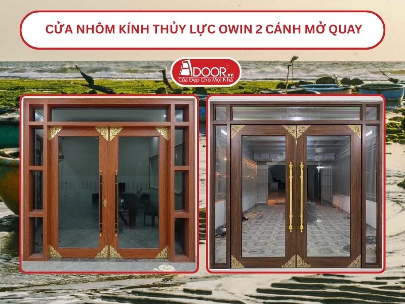 Cửa nhôm kính thủy lực Owin 2 cánh mở quay tại Ninh Thuận