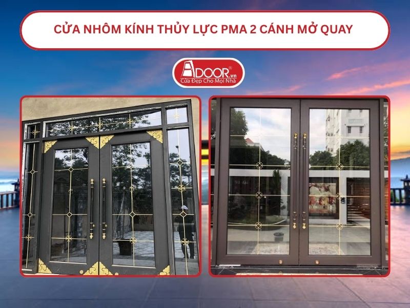 Cửa nhôm kính thủy lực PMA 2 cánh mở quay tại Bảo Lộc