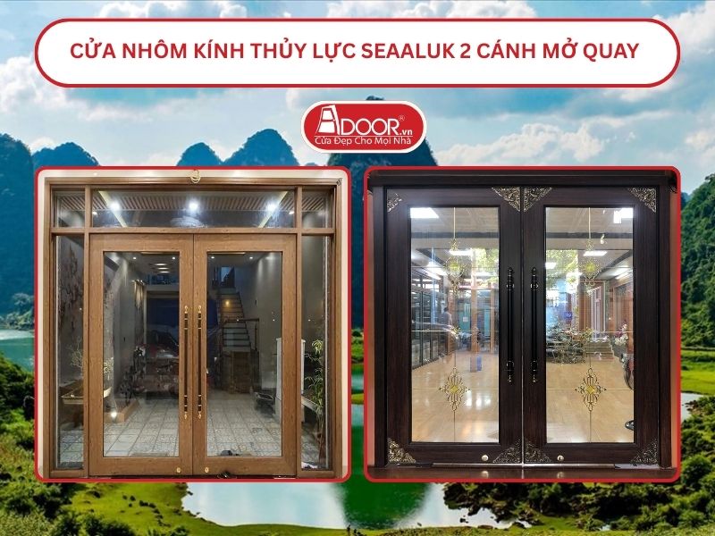 Cửa nhôm kính thủy lực SeaAluk 2 cánh mở quay tại Cao Bằng