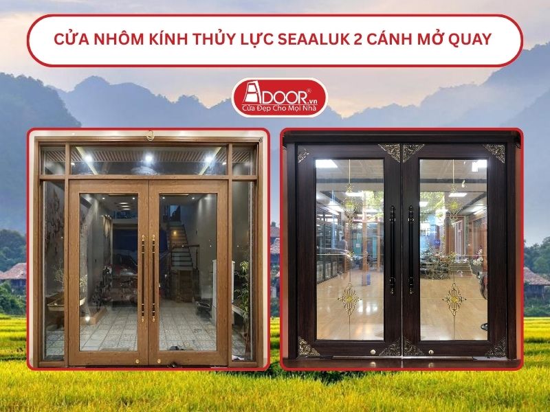 Cửa nhôm kính thủy lực SeaAluk 2 cánh mở quay tại Hòa Bình