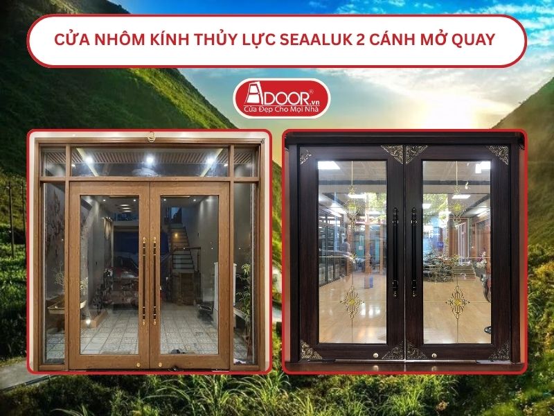 Cửa nhôm kính thủy lực SeaAluk 2 cánh mở quay tại Tuyên Quang