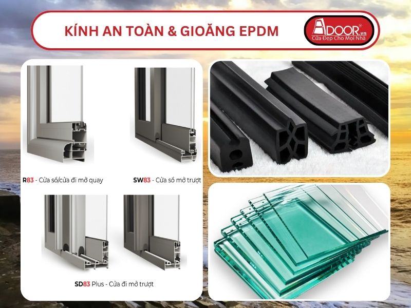 Kính An Toàn Và Gioăng EPDM Kín Khít Đi Kèm Cửa Nhôm Kính MaxPro Adoor Tại Nam Định