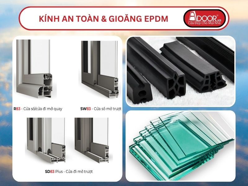 Kính An Toàn Và Gioăng EPDM Kín Khít Đi Kèm Cửa Nhôm Kính MaxPro Adoor Tại Thái Bình