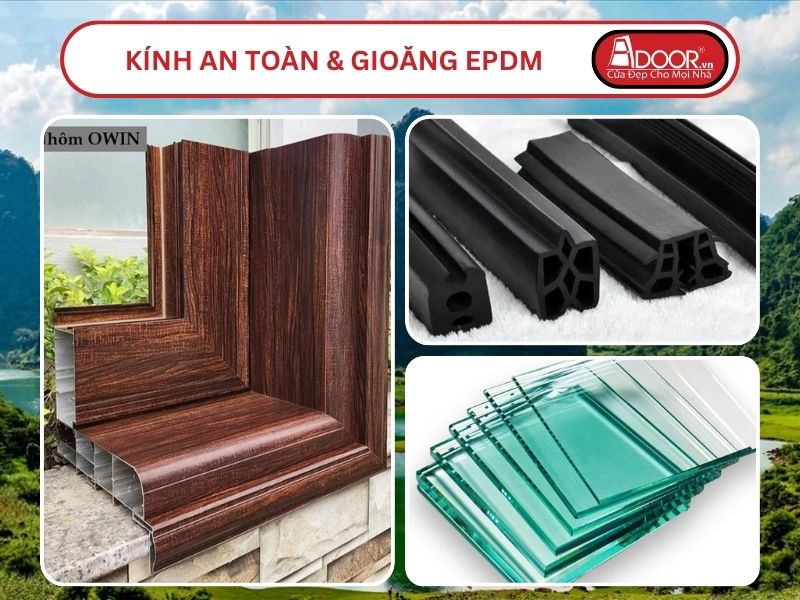 Kính An Toàn Và Gioăng EPDM Kín Khít Đi Kèm Cửa Nhôm Kính Thủy Lực Adoor Tại Cao Bằng