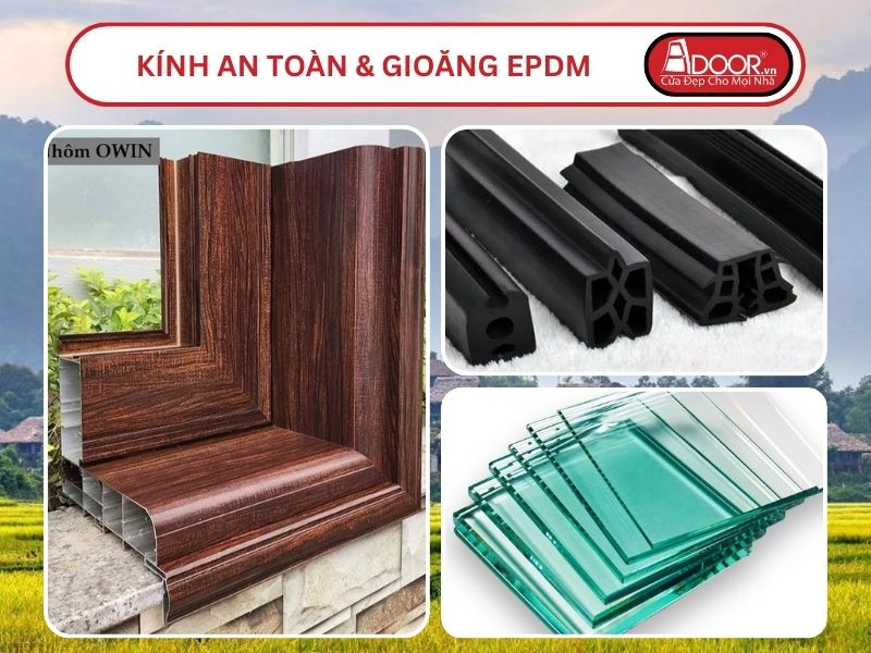 Kính An Toàn Và Gioăng EPDM Kín Khít Đi Kèm Cửa Nhôm Kính Thủy Lực Adoor Tại Hòa Bình
