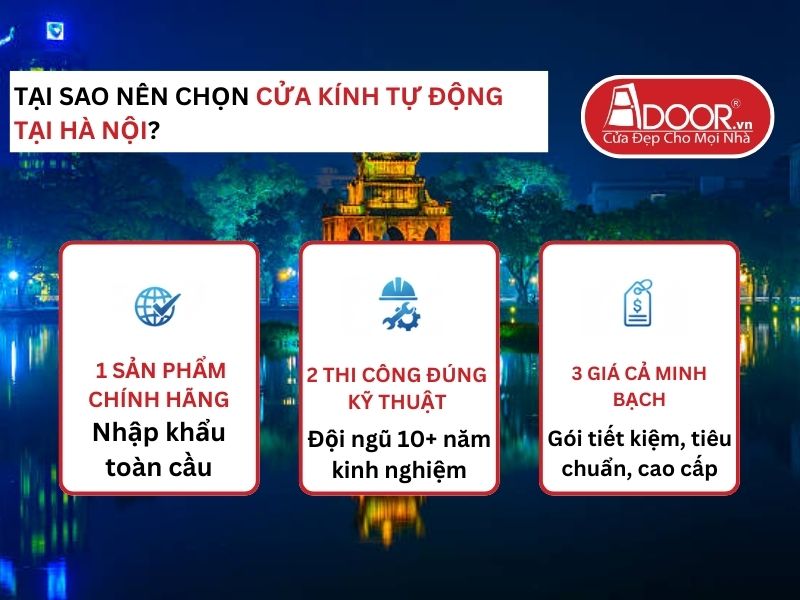 Lợi thế vượt trội của Adoor mang lại cho khách hàng Cửa Kính Tự Động Adoor tại Hà Nội