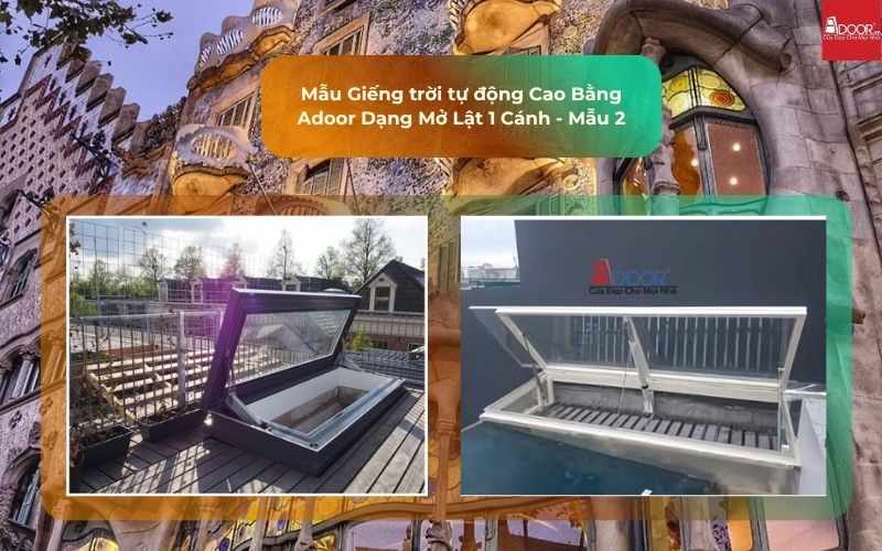 Mẫu Giếng trời tự động Cao Bằng Adoor Dạng Mở Lật 1 Cánh - Mẫu 2