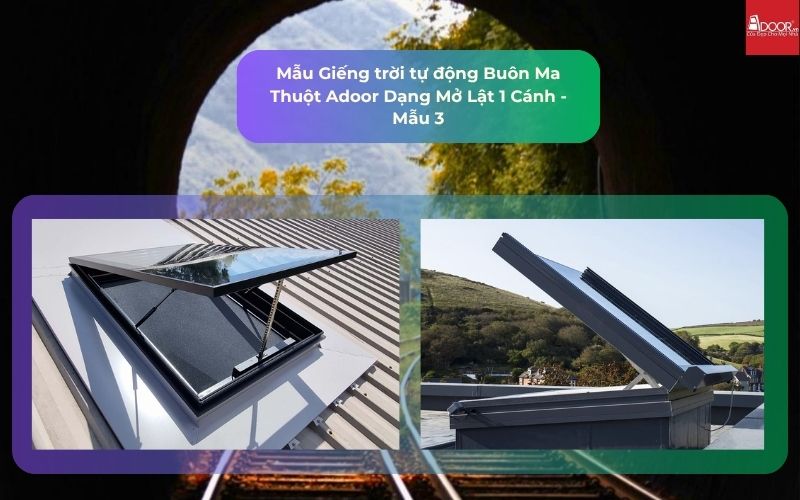Mẫu Giếng trời tự động Buôn Ma Thuột Adoor Dạng Mở Lật 1 Cánh - Mẫu 3