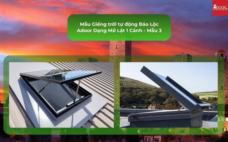 Mẫu Giếng trời tự động Bảo Lộc Adoor Dạng Mở Lật 1 Cánh - Mẫu 3