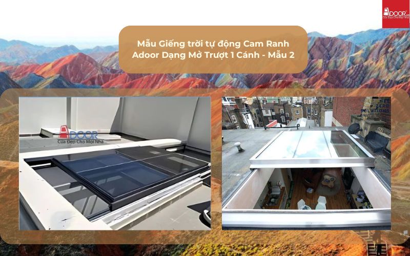Mẫu Giếng trời tự động Cam Ranh Adoor Dạng Mở Trượt 1 Cánh - Mẫu 2