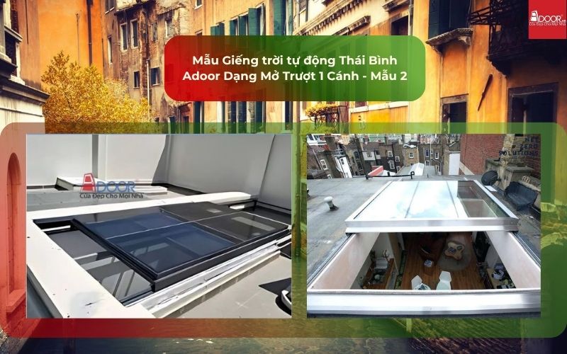Mẫu Giếng trời tự động Thái Bình Adoor Dạng Mở Trượt 1 Cánh - Mẫu 2 Mẫu Giếng trời tự động Thái Bình Adoor Dạng Mở Trượt 1 Cánh - Mẫu 2