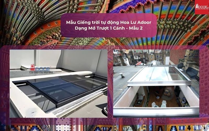 Mẫu Giếng trời tự động Hoa Lư Adoor Dạng Mở Trượt 1 Cánh - Mẫu 2