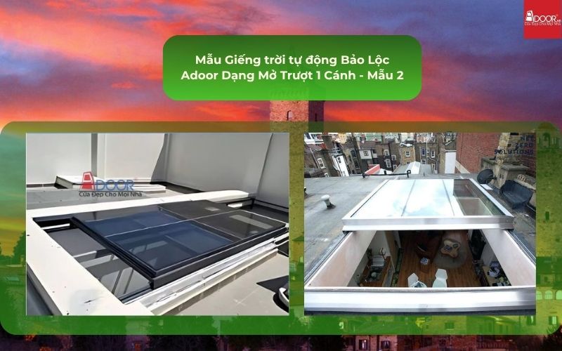 Mẫu Giếng trời tự động Bảo Lộc Adoor Dạng Mở Trượt 1 Cánh - Mẫu 2