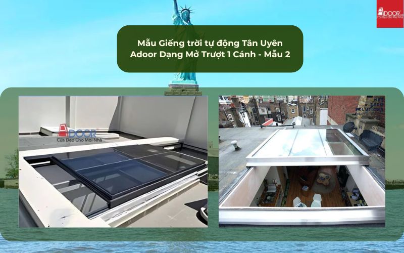 Mẫu Giếng trời tự động Tân Uyên Adoor Dạng Mở Trượt 1 Cánh - Mẫu 2