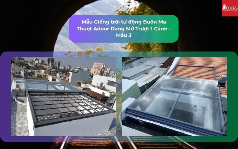 Mẫu Giếng trời tự động Buôn Ma Thuột Adoor Dạng Mở Trượt 1 Cánh - Mẫu 3