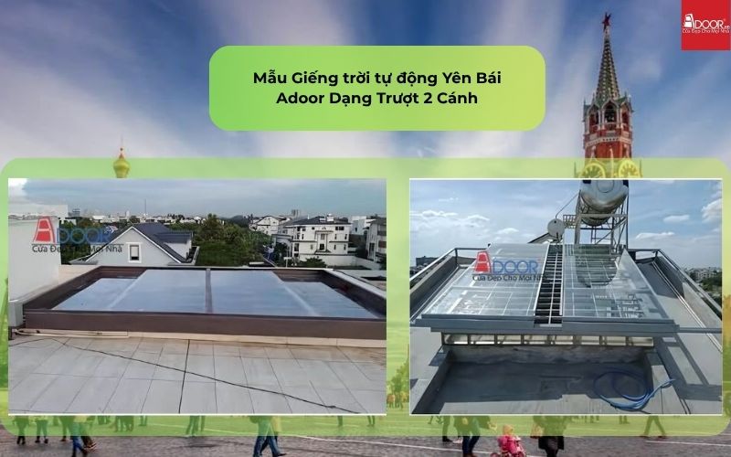 Mẫu Giếng trời tự động Yên Bái Adoor Dạng Trượt 2 Cánh