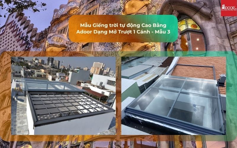 Mẫu Giếng trời tự động Cao Bằng Adoor Dạng Mở Trượt 1 Cánh - Mẫu 3