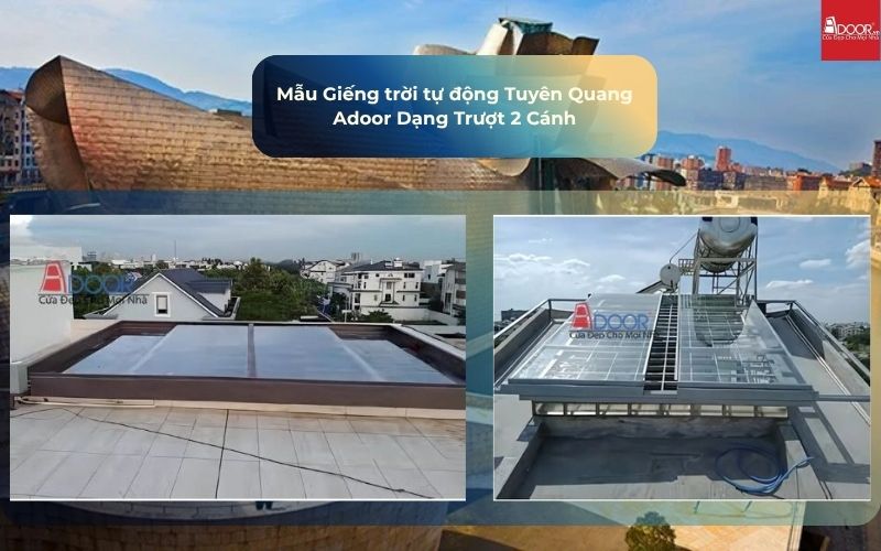 Mẫu Giếng trời tự động Tuyên Quang Adoor Dạng Trượt 2 Cánh