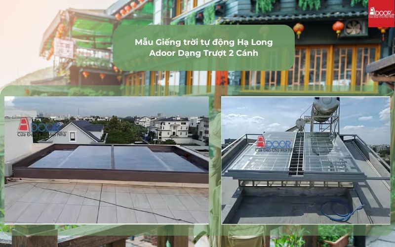 Mẫu Giếng trời tự động Hạ Long Adoor Dạng Trượt 2 Cánh