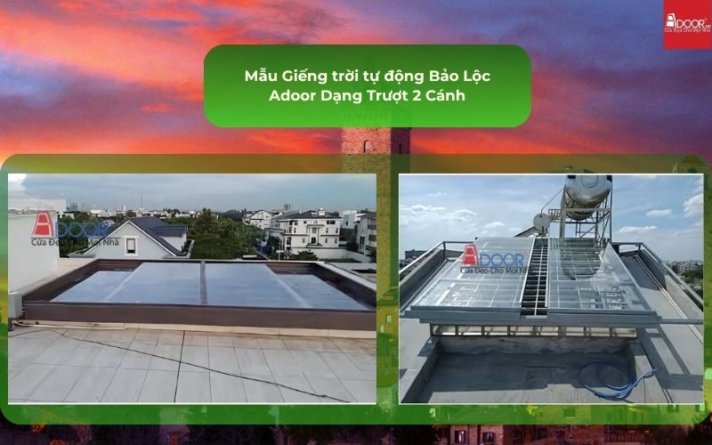 Mẫu Giếng trời tự động Bảo Lộc Adoor Dạng Trượt 2 Cánh