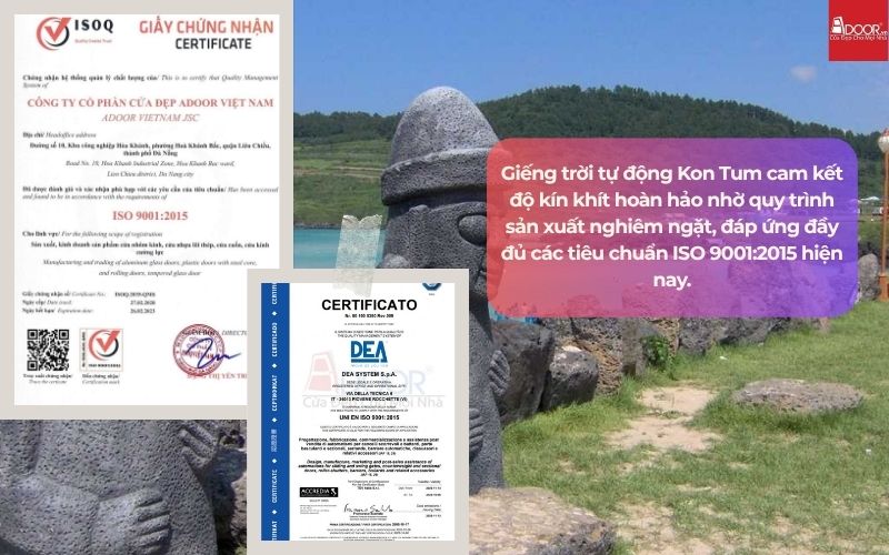 Giếng trời tự động Kon Tum cam kết độ kín khít hoàn hảo nhờ quy trình sản xuất nghiêm ngặt, đáp ứng đầy đủ các tiêu chuẩn ISO 9001:2015 hiện nay.