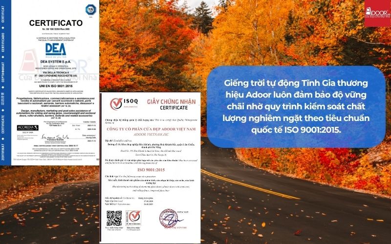 Giếng trời tự động Tĩnh Gia thương hiệu Adoor luôn đảm bảo độ vững chãi nhờ quy trình kiểm soát chất lượng nghiêm ngặt theo tiêu chuẩn quốc tế ISO 9001:2015.