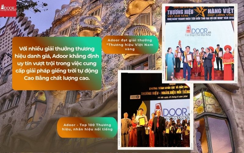 Với nhiều giải thưởng thương hiệu danh giá, Adoor khẳng định uy tín vượt trội trong việc cung cấp giải pháp giếng trời tự động Cao Bằng chất lượng cao.